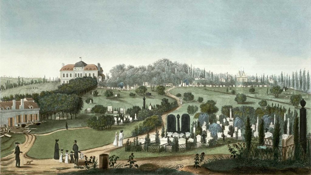 Das Gemälde zeigt den Friedhof im Jahr 1815. 
